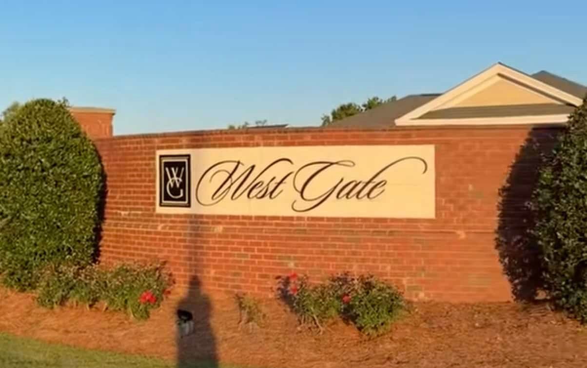 Westgate neighborhood entrance sign in Rockfish near Raeford NC and Fort Bragg