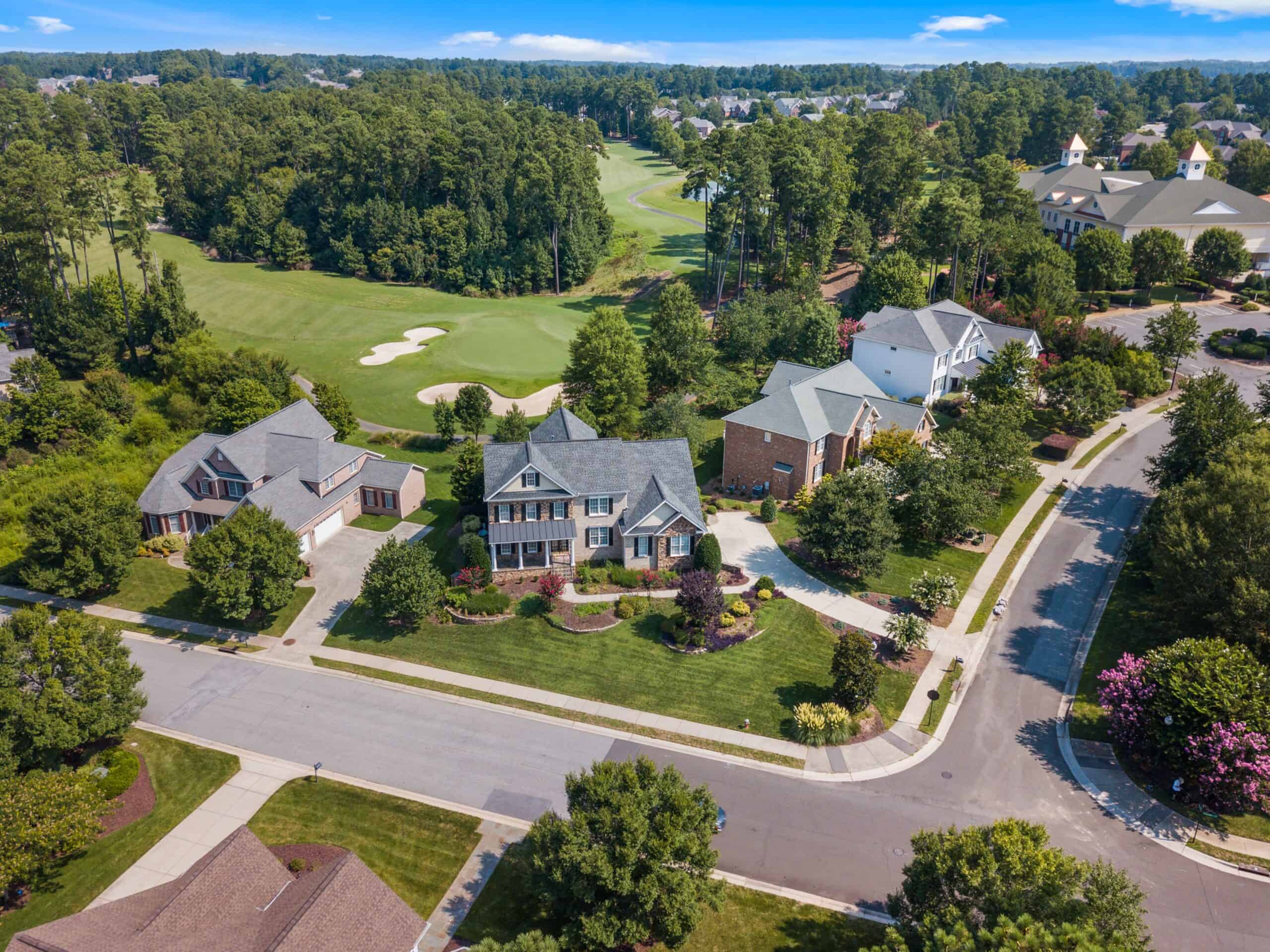 Neighborhood and golf course in the Southern Pines and Pinehurst area of Moore County NC near Fort Bragg