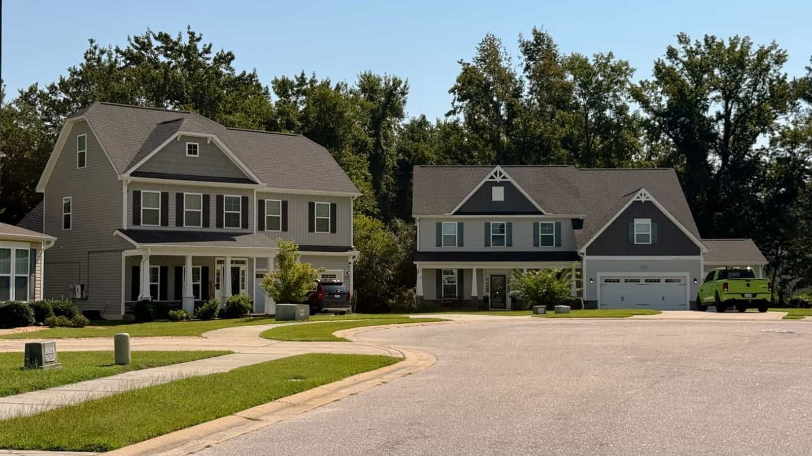 New construction homes in a Raeford NC neighborhood near Fort Bragg